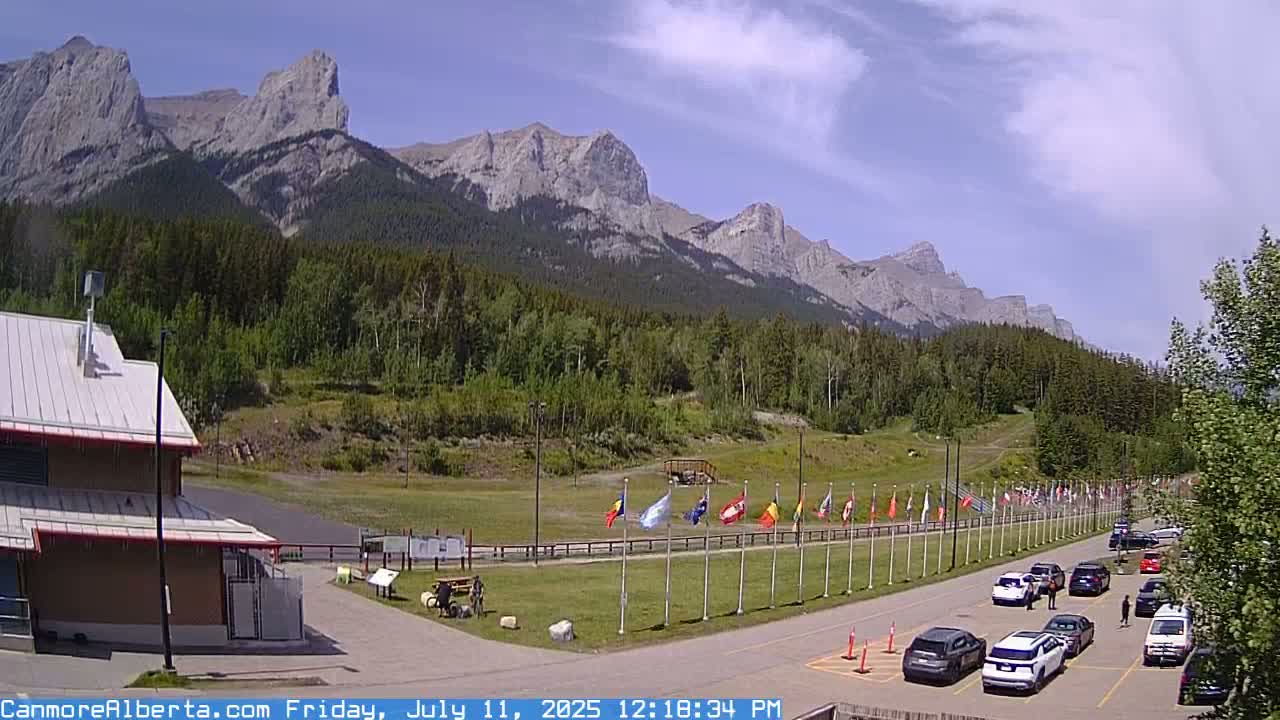 Canmore Nordic Centre Ski Slope & Mt. Rundle View Live Cam - Canmore, Alberta's Rockies, Alberta, Canada