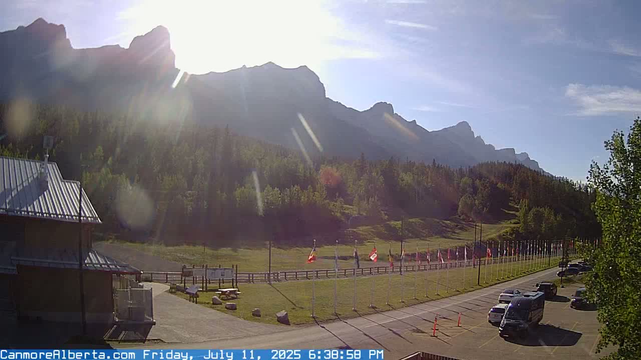 Canmore Nordic Centre Ski Slope & Mt. Rundle View Live Cam - Canmore, Alberta's Rockies, Alberta, Canada