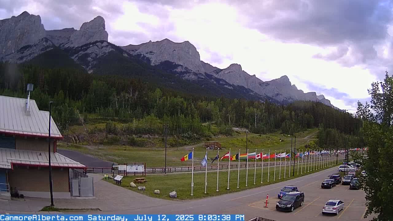 Canmore Nordic Centre Ski Slope & Mt. Rundle View Live Cam - Canmore, Alberta's Rockies, Alberta, Canada