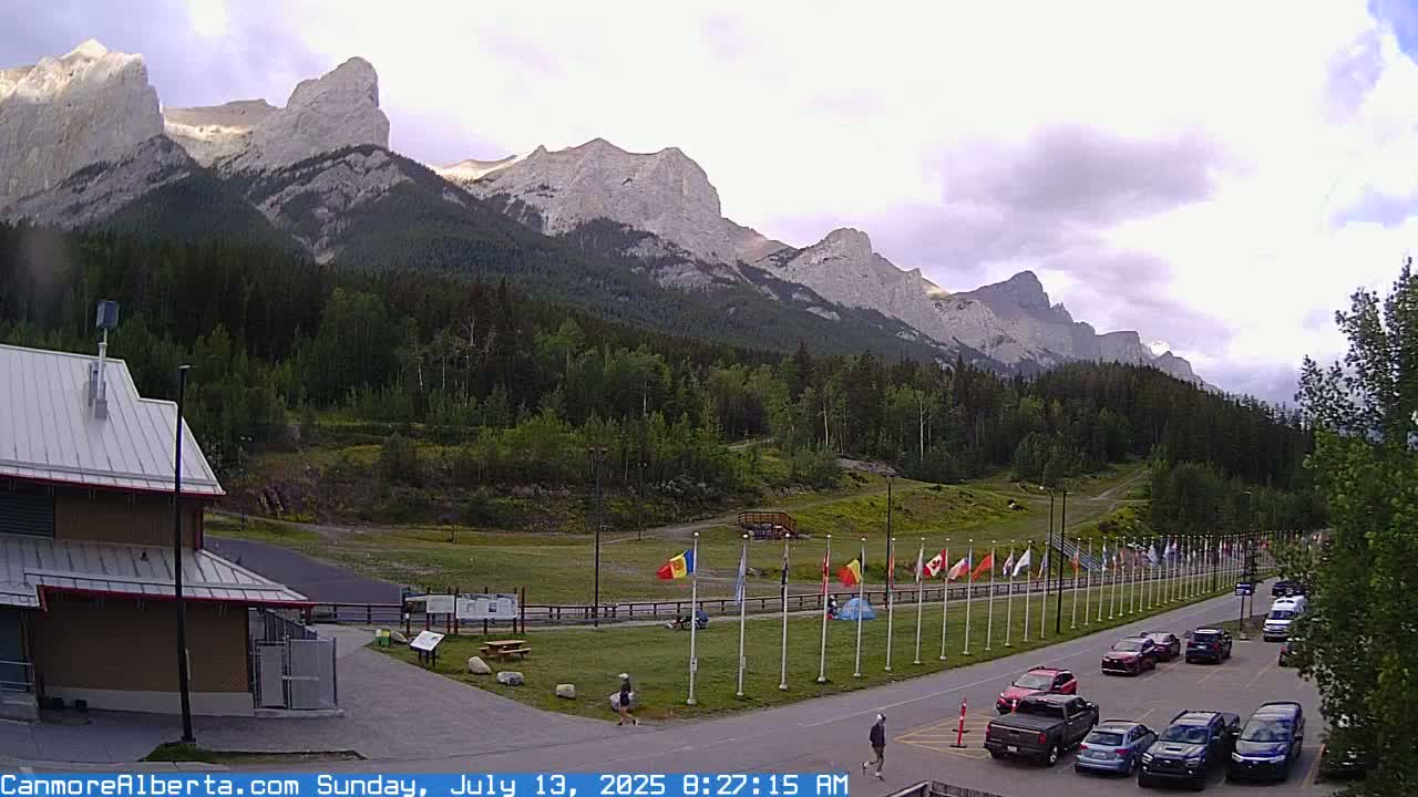 Canmore Nordic Centre Ski Slope & Mt. Rundle View Live Cam - Canmore, Alberta's Rockies, Alberta, Canada