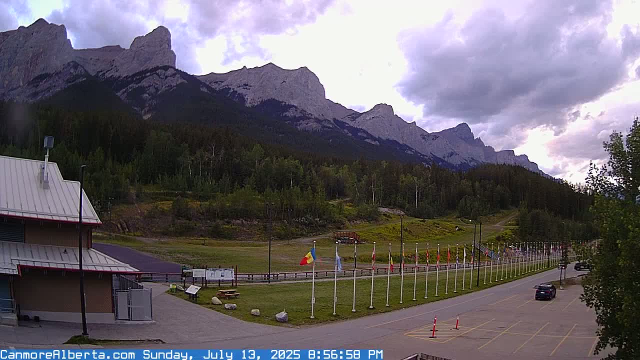 Canmore Nordic Centre Ski Slope & Mt. Rundle View Live Cam - Canmore, Alberta's Rockies, Alberta, Canada