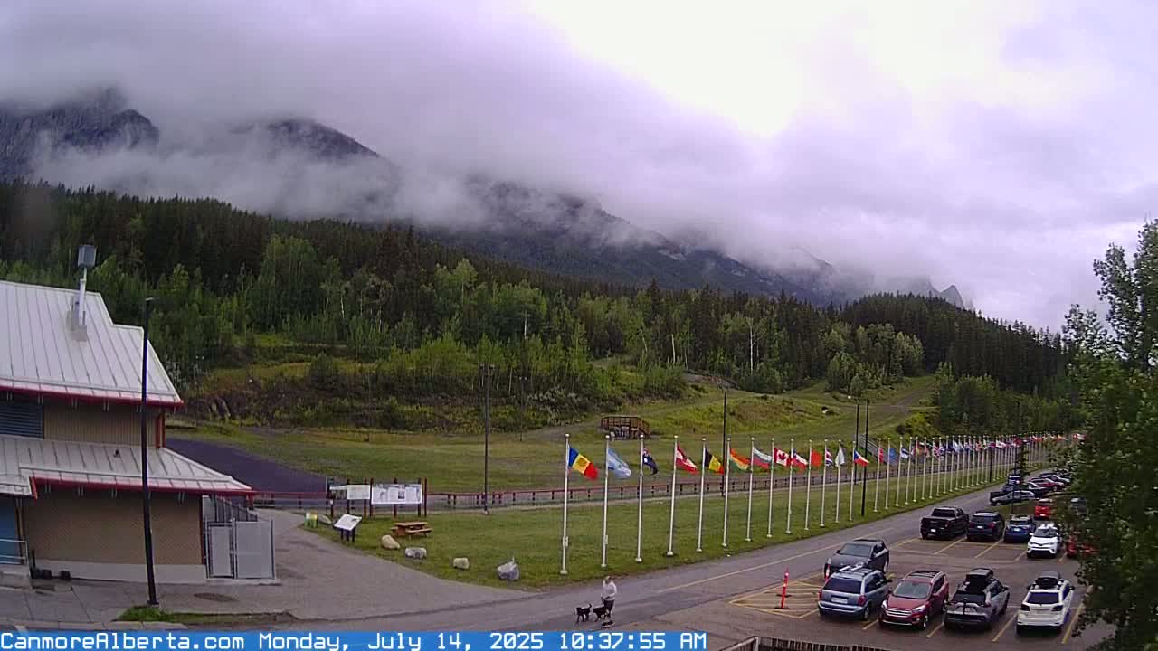 Canmore Nordic Centre Ski Slope & Mt. Rundle View Live Cam - Canmore, Alberta's Rockies, Alberta, Canada