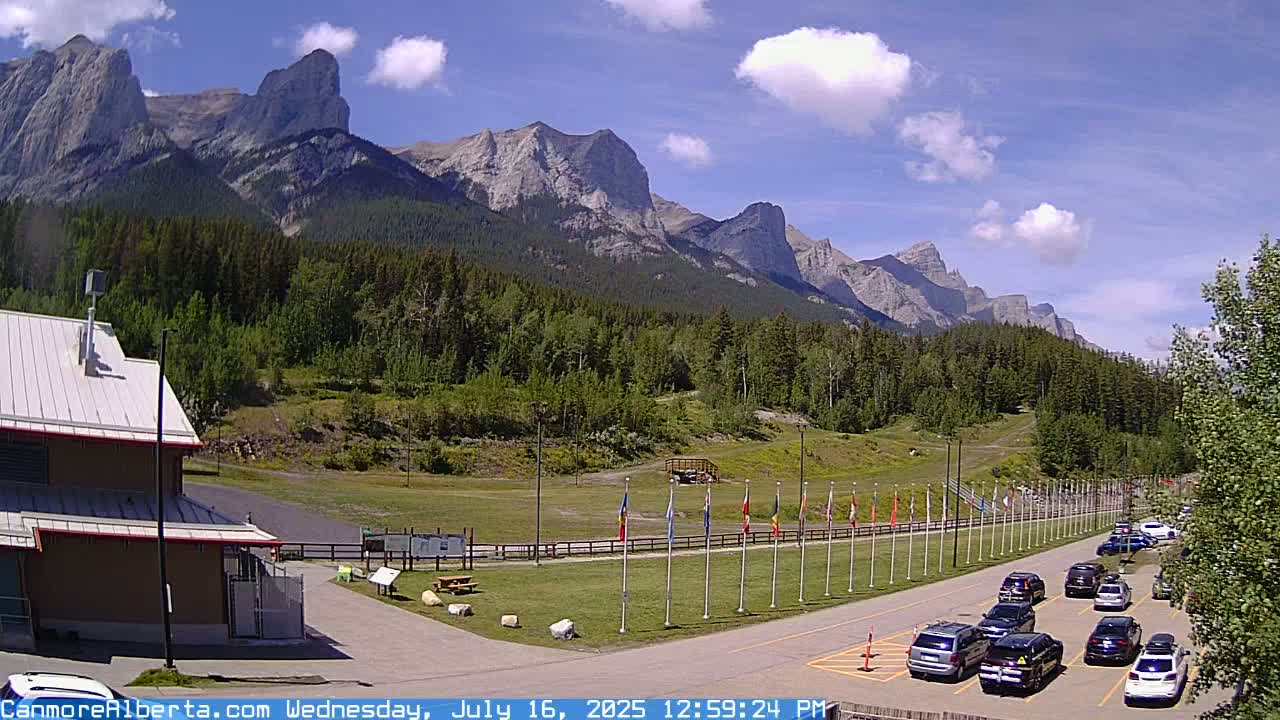 Canmore Nordic Centre Ski Slope & Mt. Rundle View Live Cam - Canmore, Alberta's Rockies, Alberta, Canada