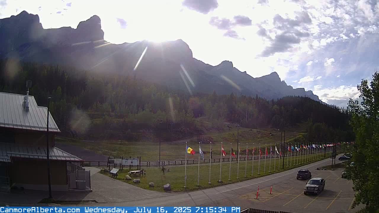 Canmore Nordic Centre Ski Slope & Mt. Rundle View Live Cam - Canmore, Alberta's Rockies, Alberta, Canada