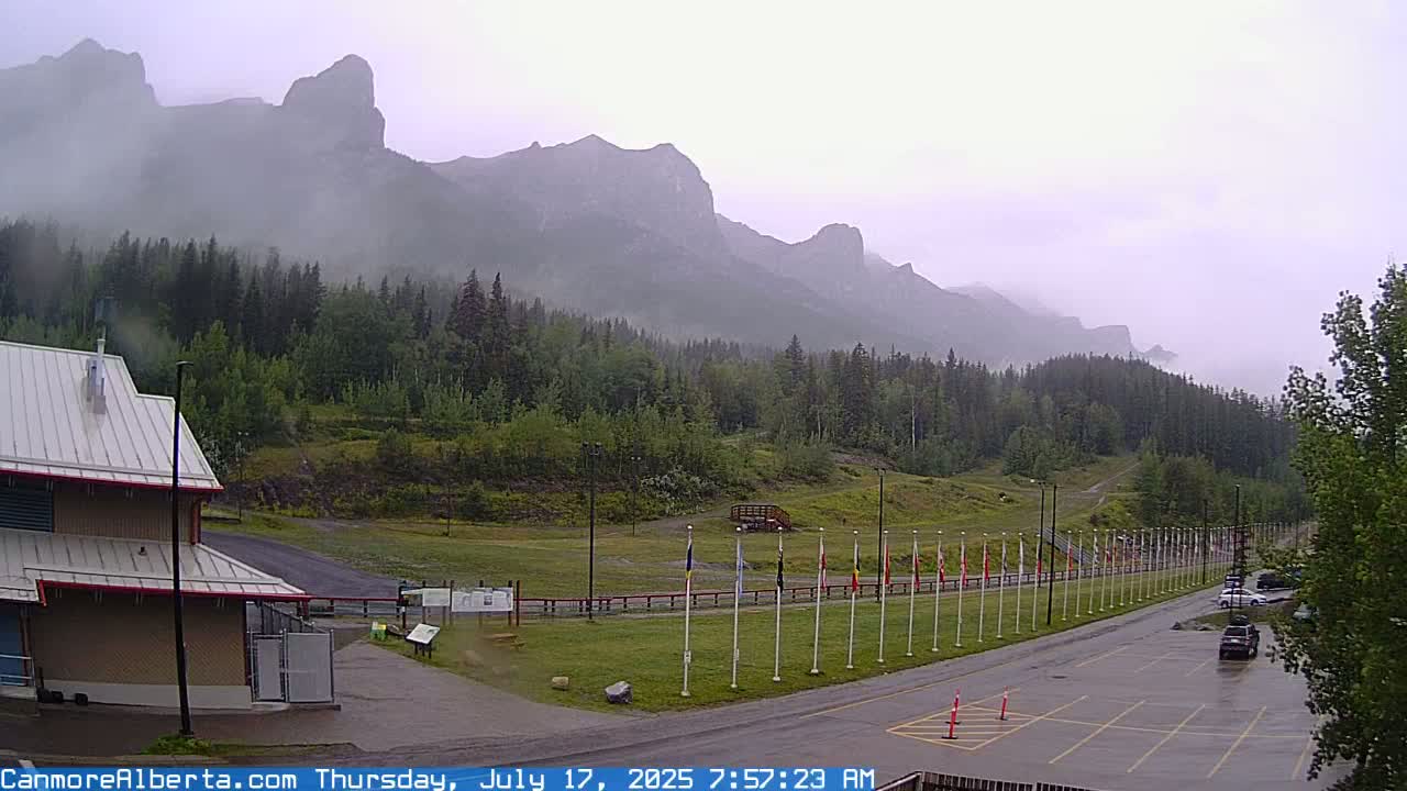 Canmore Nordic Centre Ski Slope & Mt. Rundle View Live Cam - Canmore, Alberta's Rockies, Alberta, Canada
