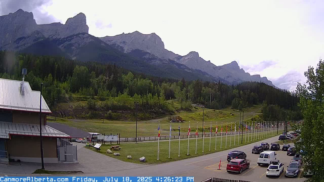 Canmore Nordic Centre Ski Slope & Mt. Rundle View Live Cam - Canmore, Alberta's Rockies, Alberta, Canada