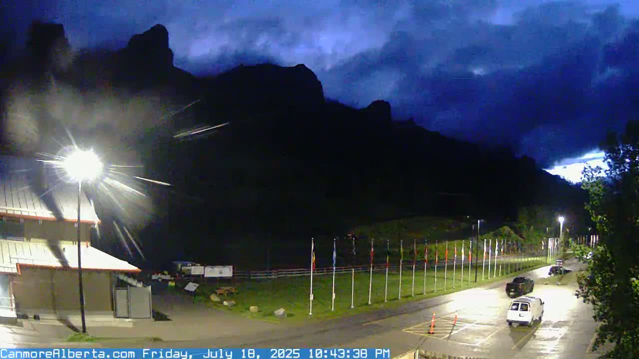 Canmore Nordic Centre Ski Slope & Mt. Rundle View Live Cam - Canmore, Alberta's Rockies, Alberta, Canada