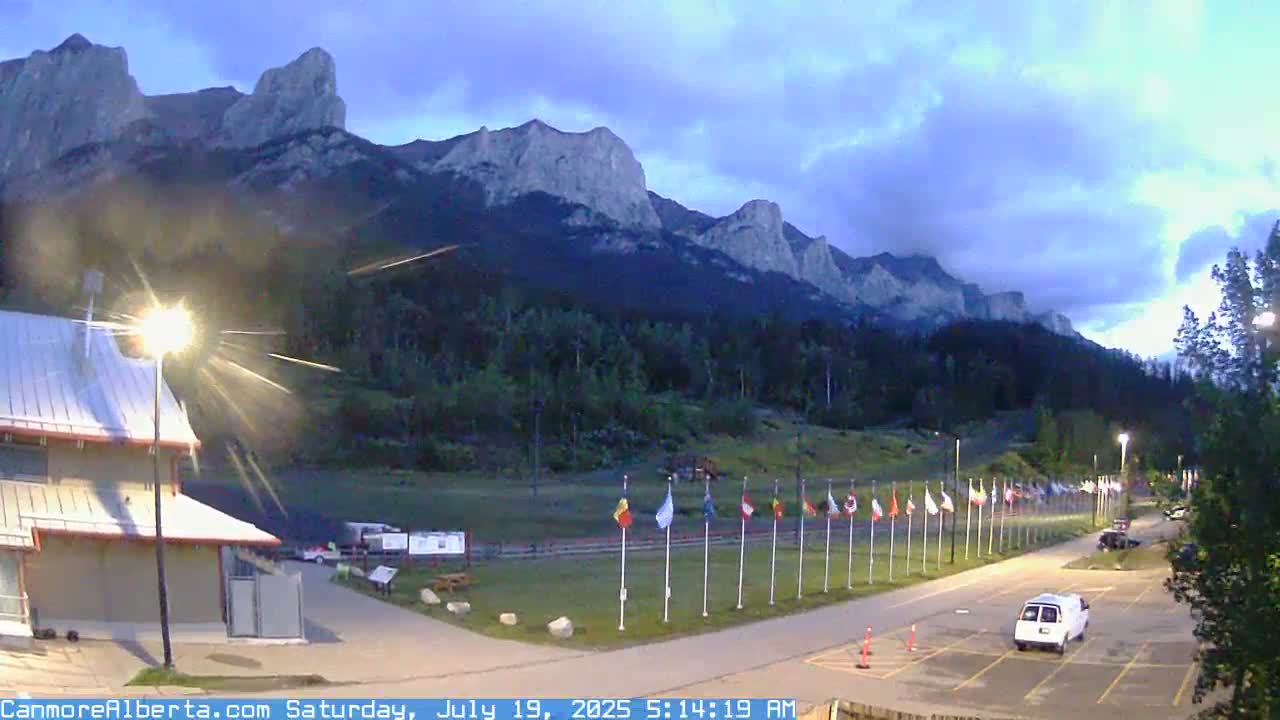 Canmore Nordic Centre Ski Slope & Mt. Rundle View Live Cam - Canmore, Alberta's Rockies, Alberta, Canada