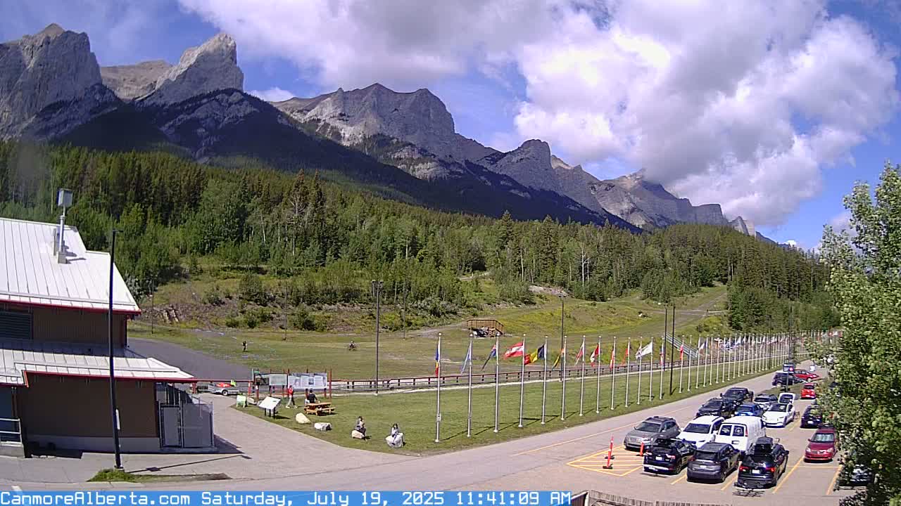 Canmore Nordic Centre Ski Slope & Mt. Rundle View Live Cam - Canmore, Alberta's Rockies, Alberta, Canada