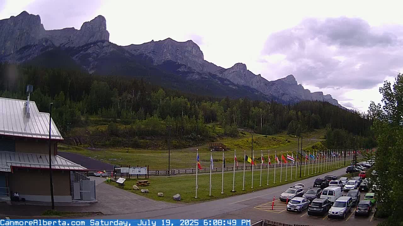 Canmore Nordic Centre Ski Slope & Mt. Rundle View Live Cam - Canmore, Alberta's Rockies, Alberta, Canada