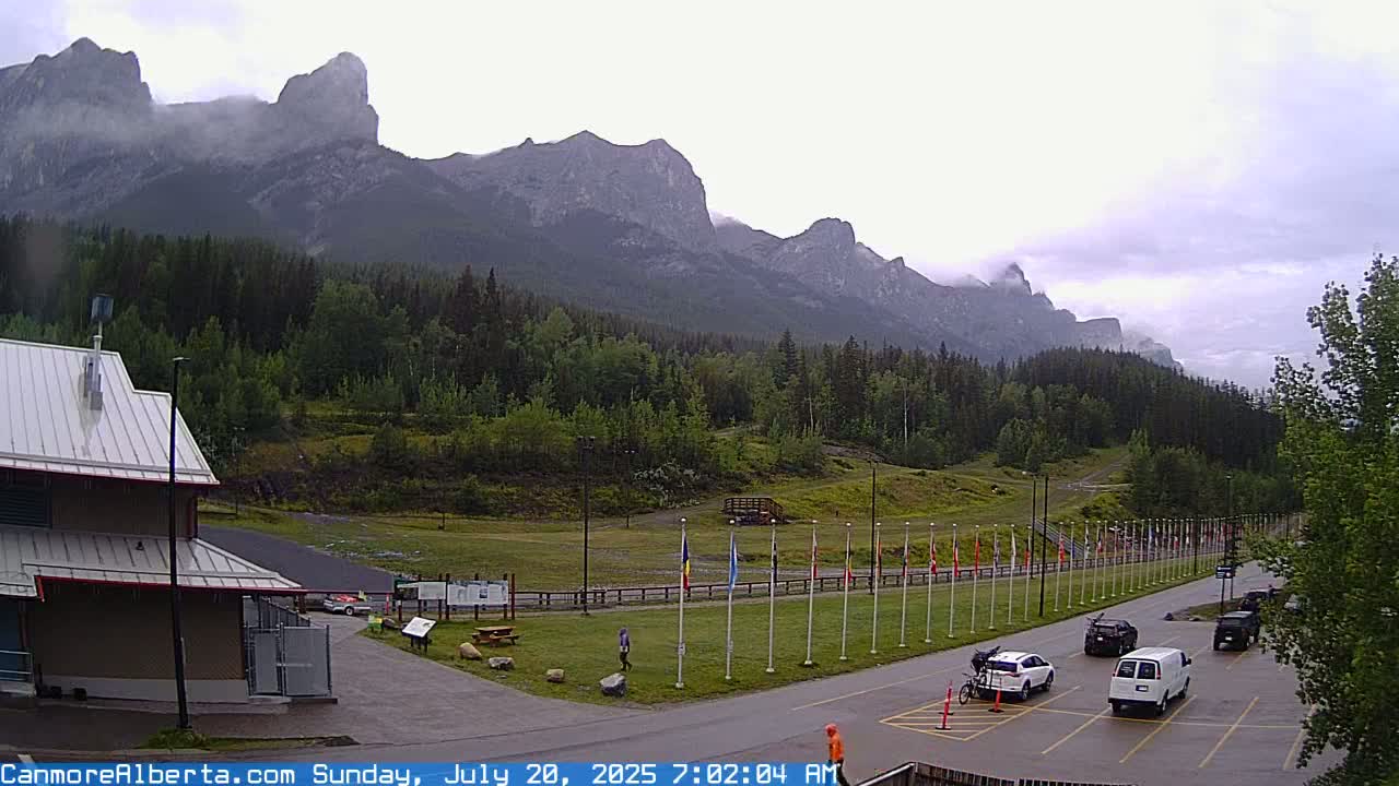 Canmore Nordic Centre Ski Slope & Mt. Rundle View Live Cam - Canmore, Alberta's Rockies, Alberta, Canada