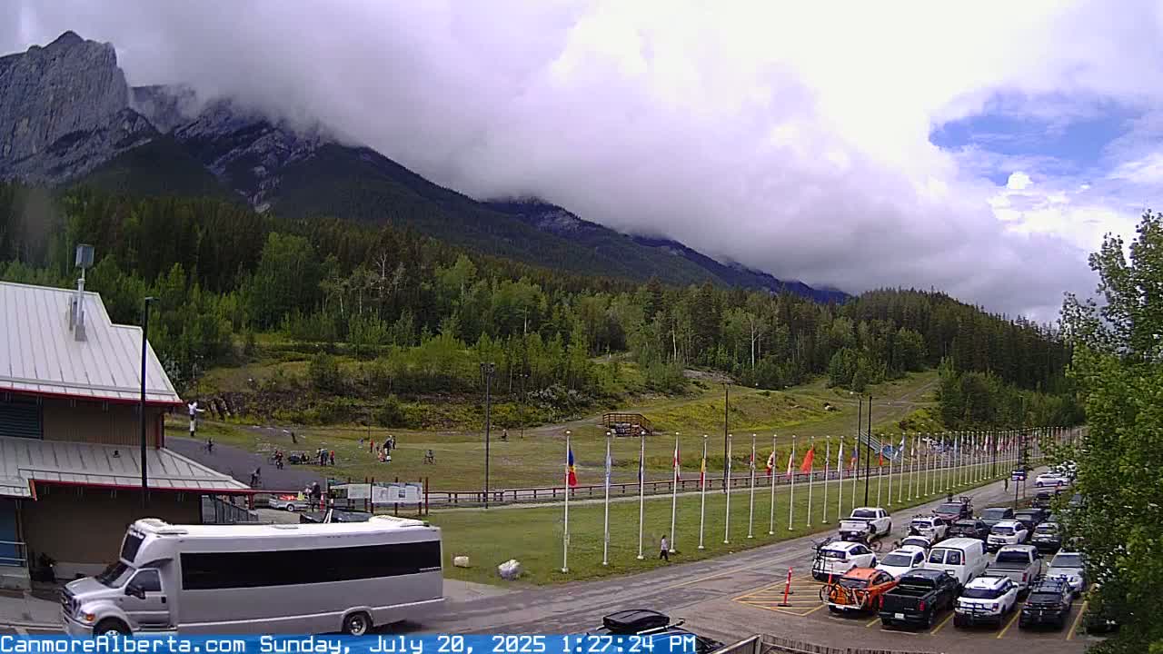Canmore Nordic Centre Ski Slope & Mt. Rundle View Live Cam - Canmore, Alberta's Rockies, Alberta, Canada