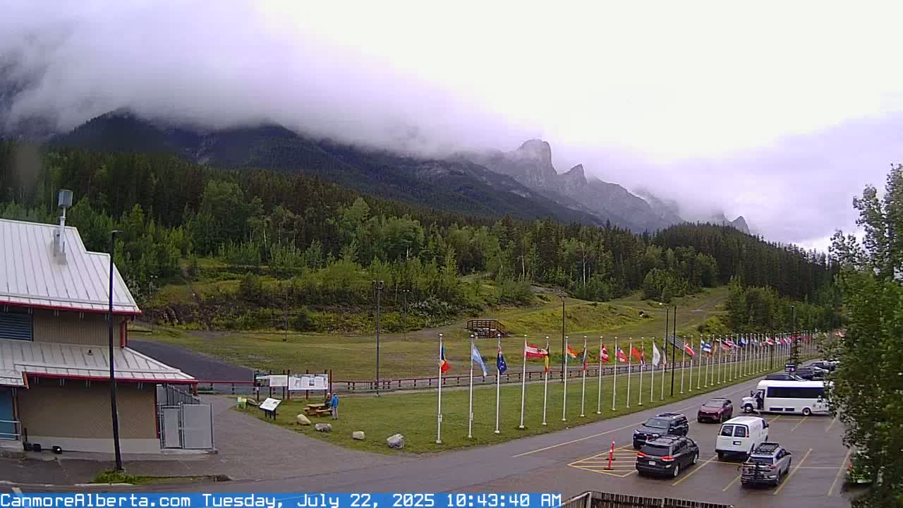 Canmore Nordic Centre Ski Slope & Mt. Rundle View Live Cam - Canmore, Alberta's Rockies, Alberta, Canada