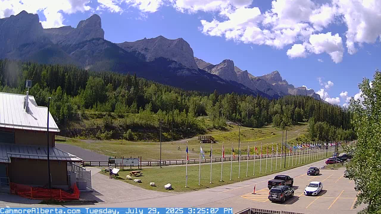 Canmore Nordic Centre Ski Slope & Mt. Rundle View Live Cam - Canmore, Alberta's Rockies, Alberta, Canada