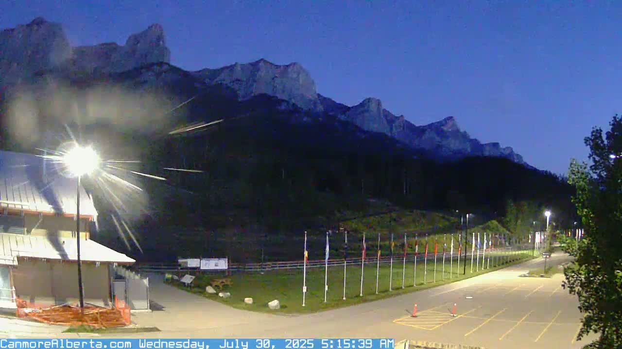 Canmore Nordic Centre Ski Slope & Mt. Rundle View Live Cam - Canmore, Alberta's Rockies, Alberta, Canada