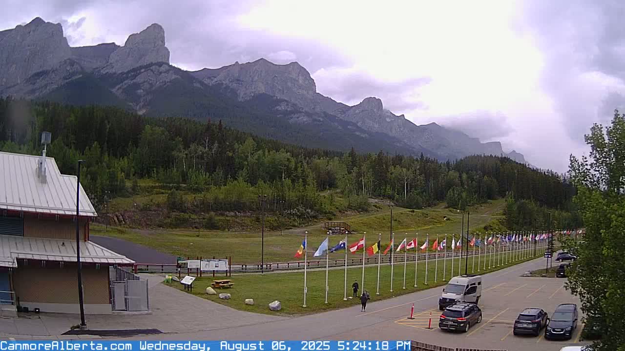 Canmore Nordic Centre Ski Slope & Mt. Rundle View Live Cam - Canmore, Alberta's Rockies, Alberta, Canada