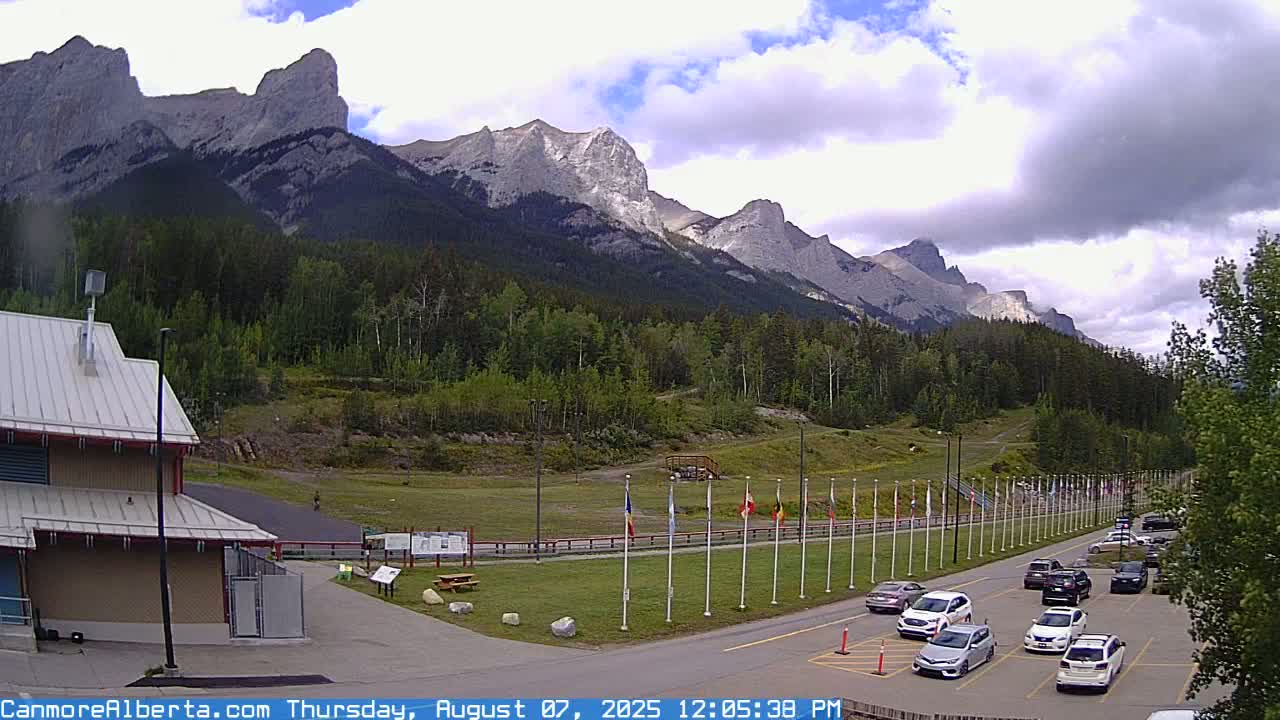 Canmore Nordic Centre Ski Slope & Mt. Rundle View Live Cam - Canmore, Alberta's Rockies, Alberta, Canada