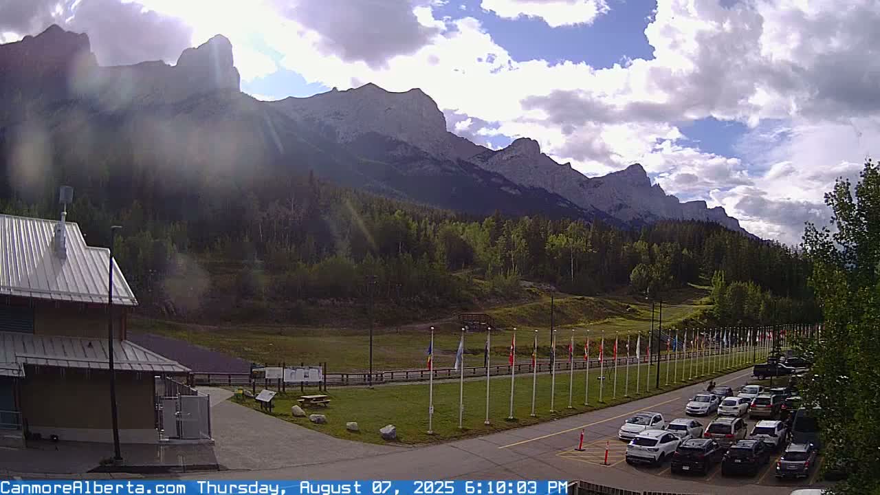 Canmore Nordic Centre Ski Slope & Mt. Rundle View Live Cam - Canmore, Alberta's Rockies, Alberta, Canada