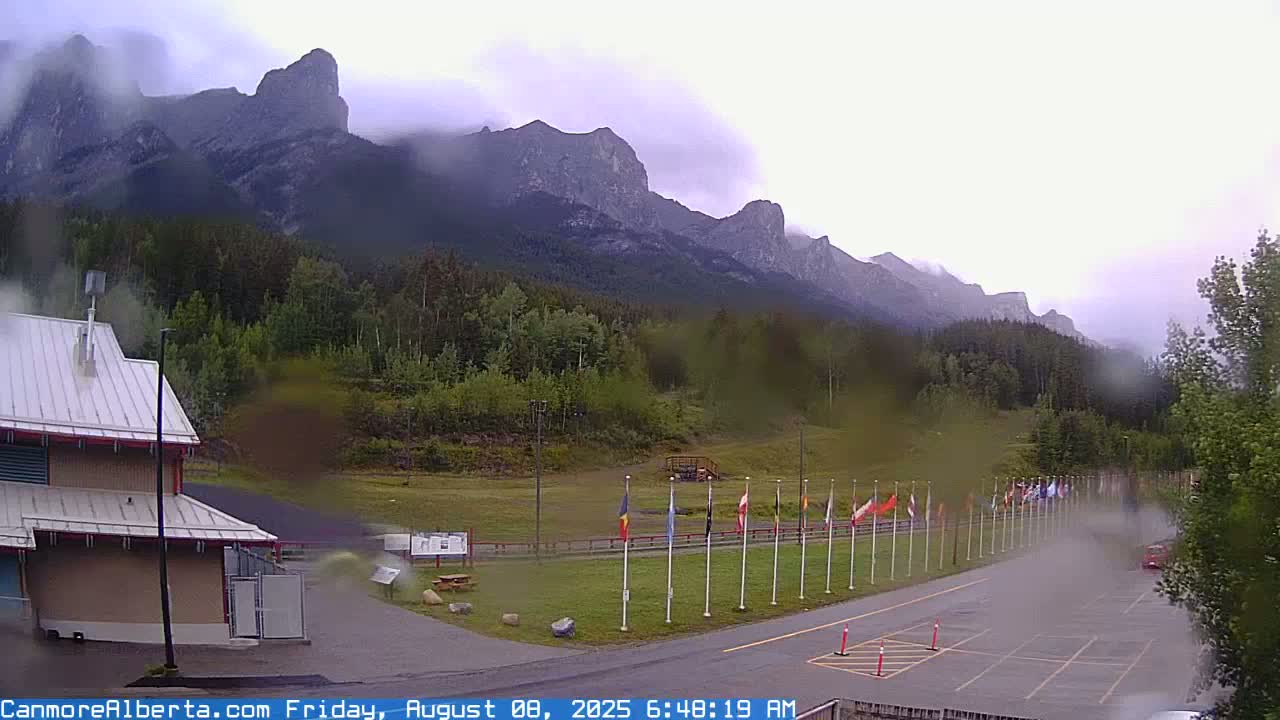 Canmore Nordic Centre Ski Slope & Mt. Rundle View Live Cam - Canmore, Alberta's Rockies, Alberta, Canada