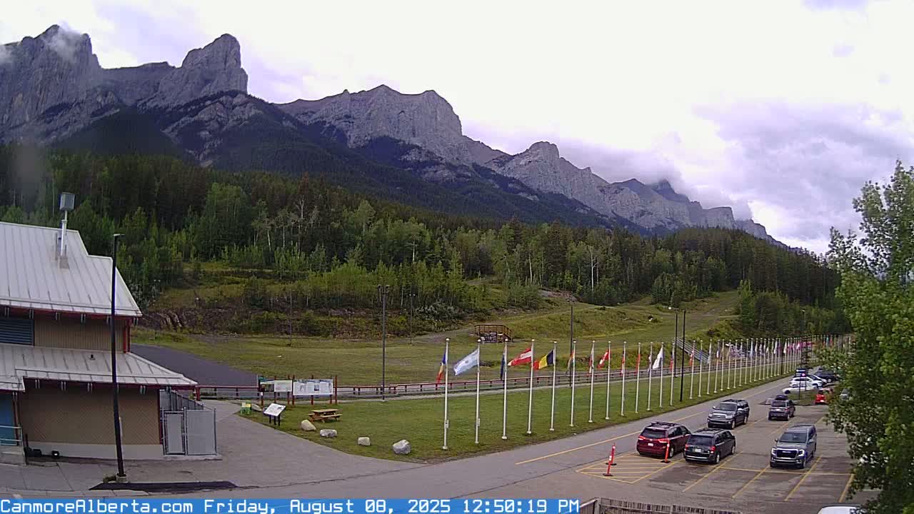Canmore Nordic Centre Ski Slope & Mt. Rundle View Live Cam - Canmore, Alberta's Rockies, Alberta, Canada