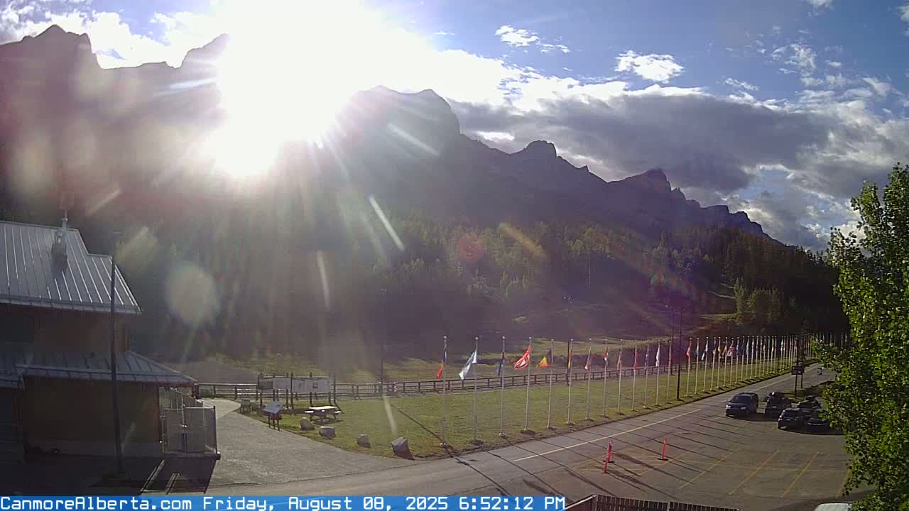 Canmore Nordic Centre Ski Slope & Mt. Rundle View Live Cam - Canmore, Alberta's Rockies, Alberta, Canada