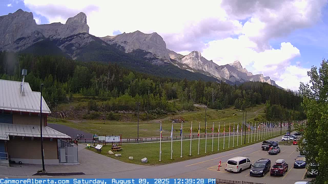 Canmore Nordic Centre Ski Slope & Mt. Rundle View Live Cam - Canmore, Alberta's Rockies, Alberta, Canada