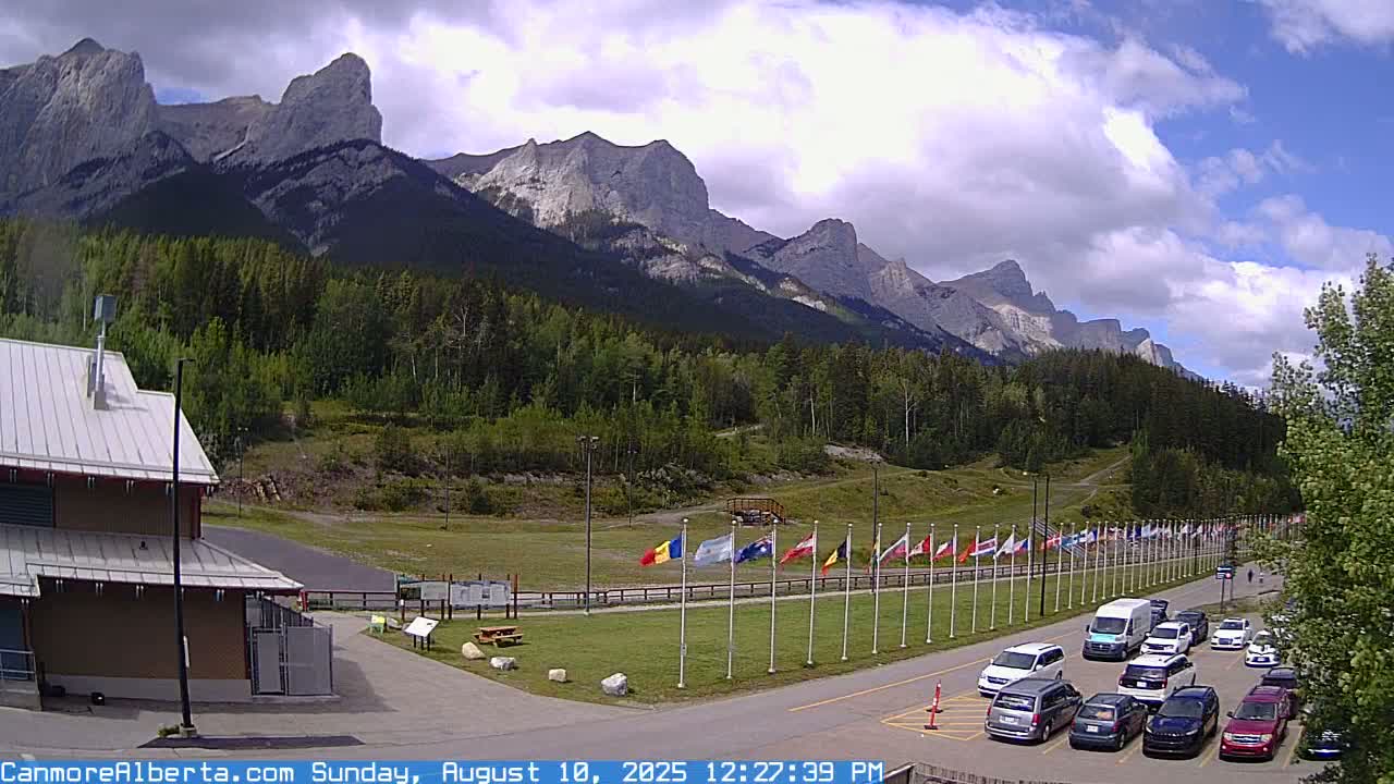 Canmore Nordic Centre Ski Slope & Mt. Rundle View Live Cam - Canmore, Alberta's Rockies, Alberta, Canada