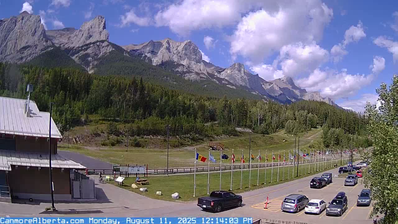Canmore Nordic Centre Ski Slope & Mt. Rundle View Live Cam - Canmore, Alberta's Rockies, Alberta, Canada
