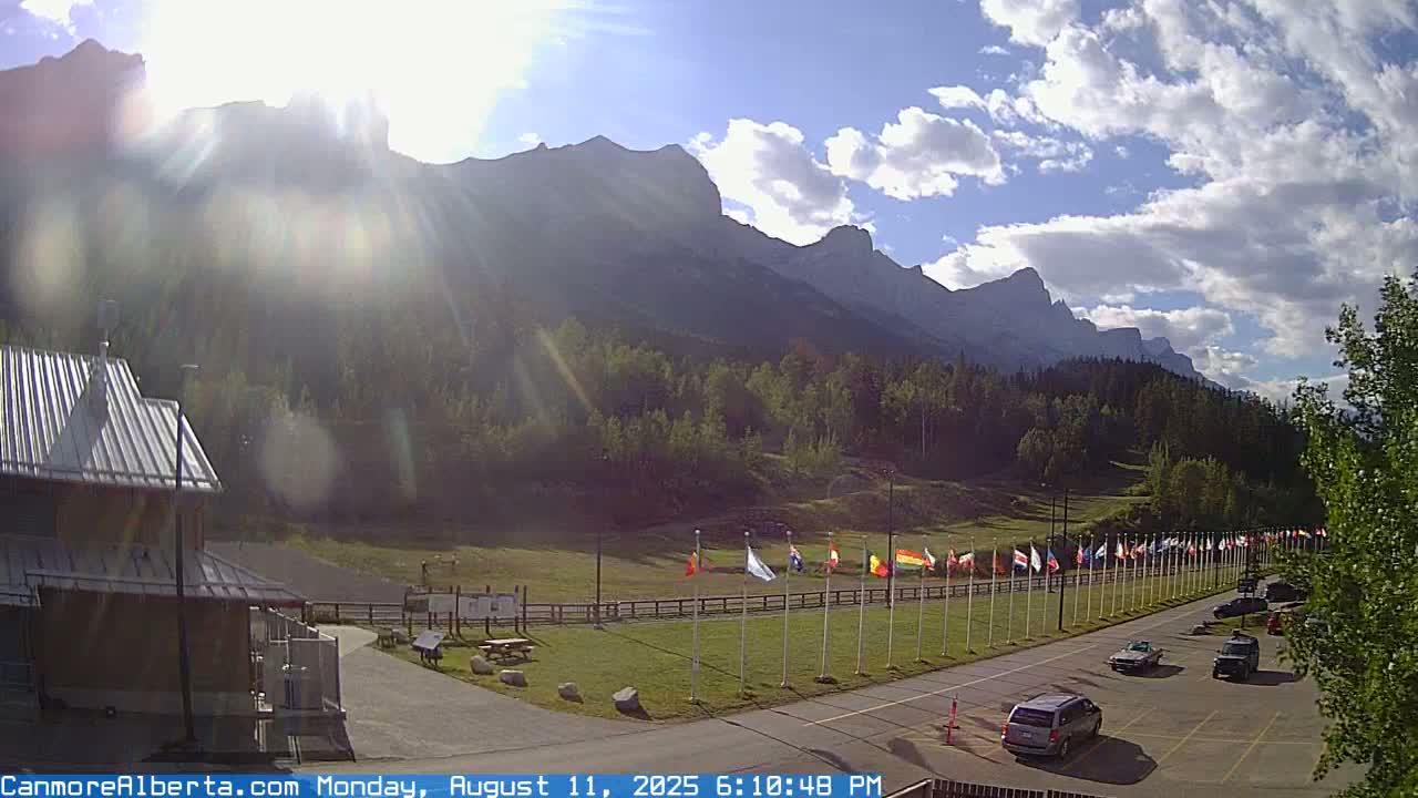 Canmore Nordic Centre Ski Slope & Mt. Rundle View Live Cam - Canmore, Alberta's Rockies, Alberta, Canada