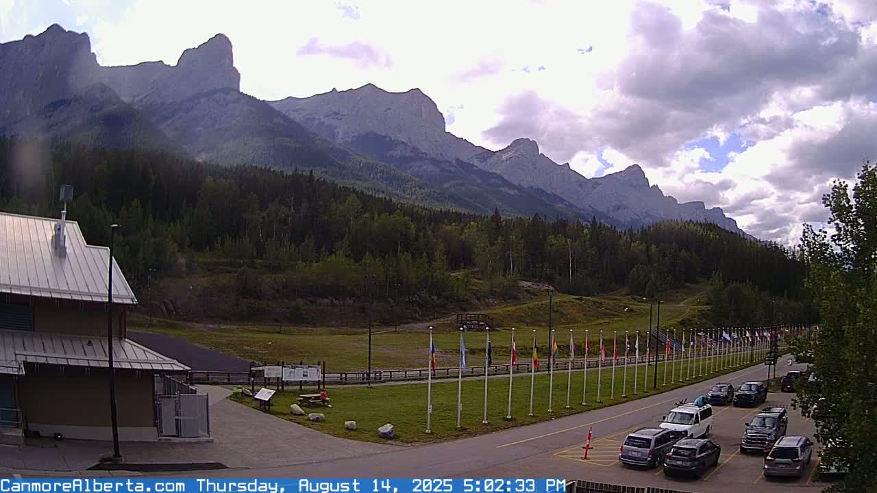 Canmore Nordic Centre Ski Slope & Mt. Rundle View Live Cam - Canmore, Alberta's Rockies, Alberta, Canada