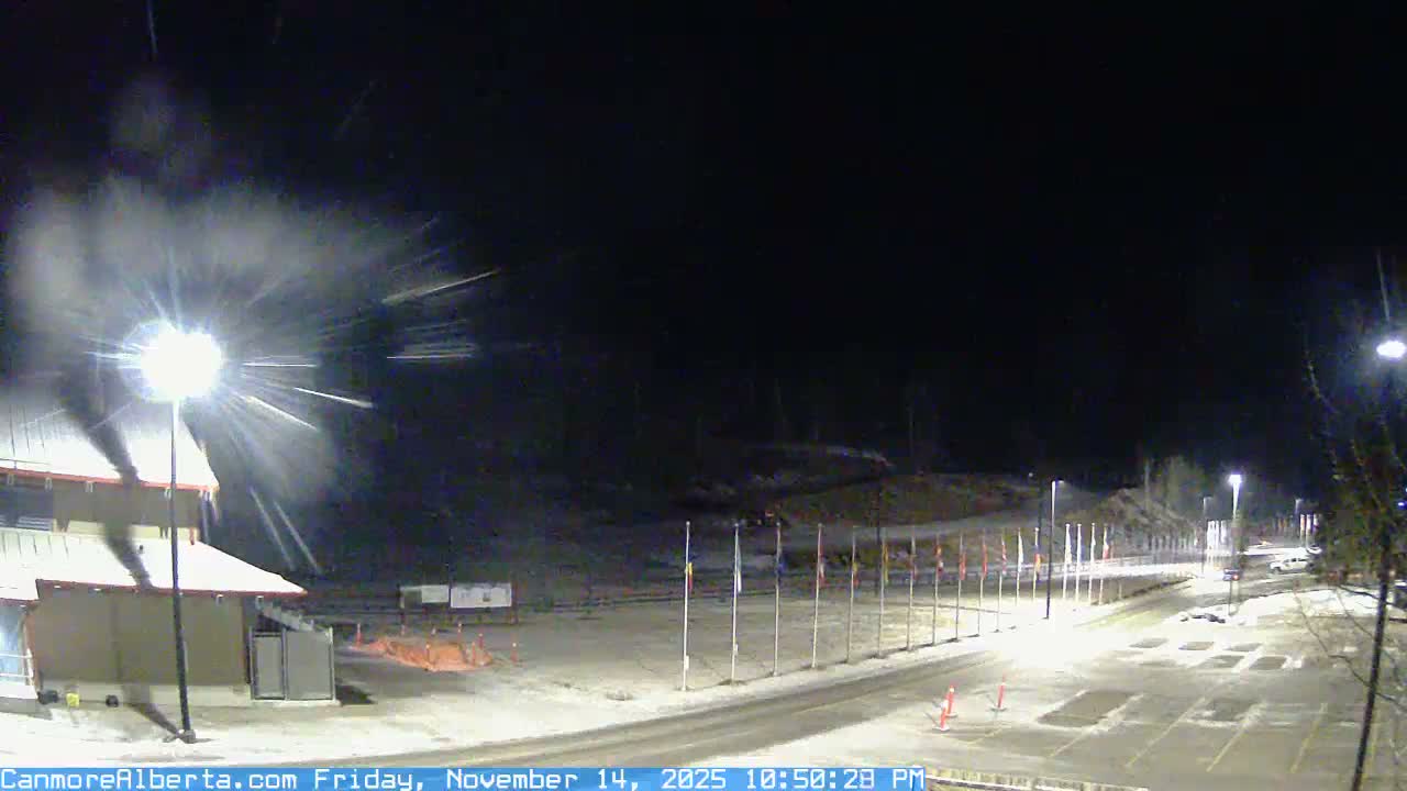 Canmore Nordic Centre Ski Slope & Mt. Rundle View Live Cam - Canmore, Alberta's Rockies, Alberta, Canada