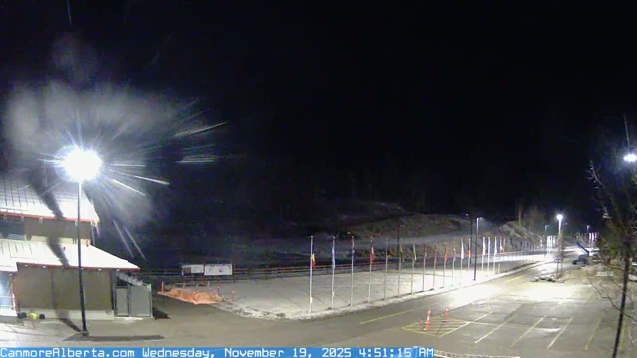 Canmore Nordic Centre Ski Slope & Mt. Rundle View Live Cam - Canmore, Alberta's Rockies, Alberta, Canada