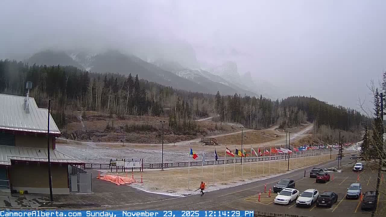 Canmore Nordic Centre Ski Slope & Mt. Rundle View Live Cam - Canmore, Alberta's Rockies, Alberta, Canada