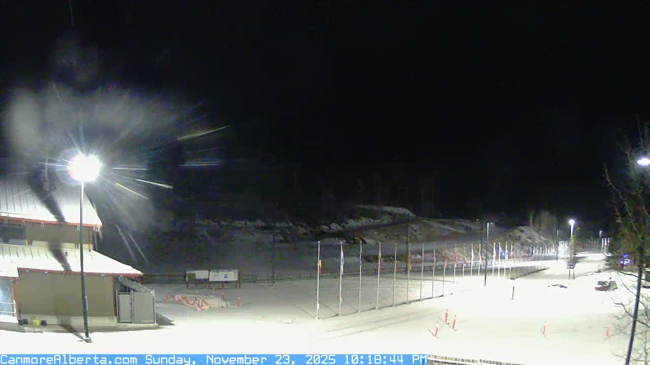 Canmore Nordic Centre Ski Slope & Mt. Rundle View Live Cam - Canmore, Alberta's Rockies, Alberta, Canada