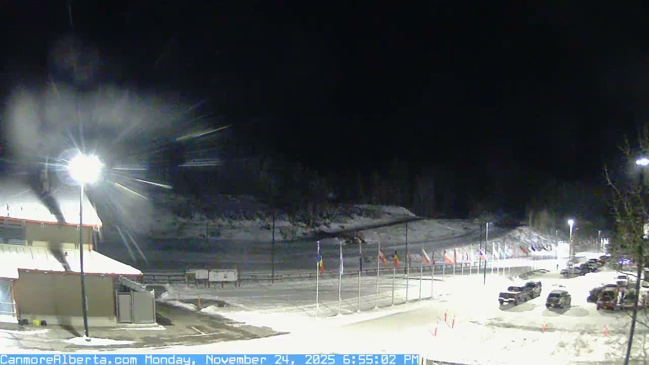Canmore Nordic Centre Ski Slope & Mt. Rundle View Live Cam - Canmore, Alberta's Rockies, Alberta, Canada