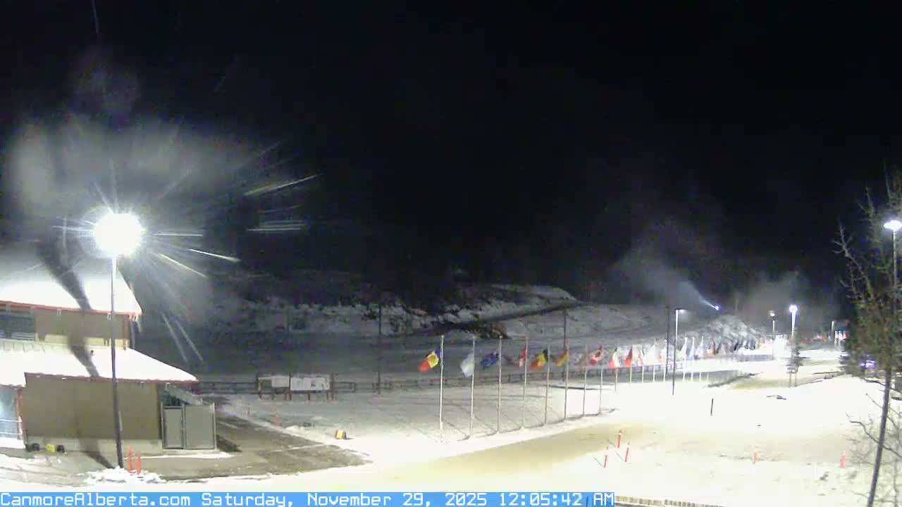 Canmore Nordic Centre Ski Slope & Mt. Rundle View Live Cam - Canmore, Alberta's Rockies, Alberta, Canada