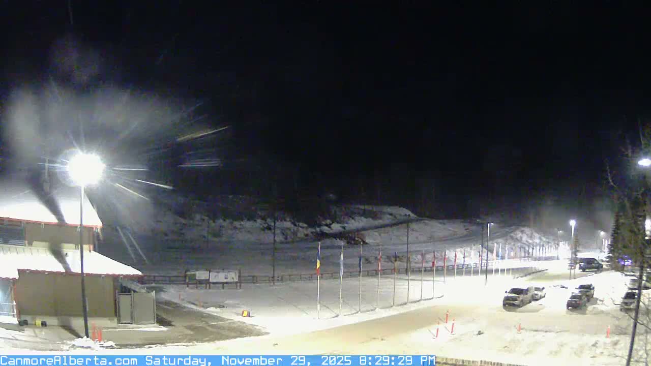 Canmore Nordic Centre Ski Slope & Mt. Rundle View Live Cam - Canmore, Alberta's Rockies, Alberta, Canada