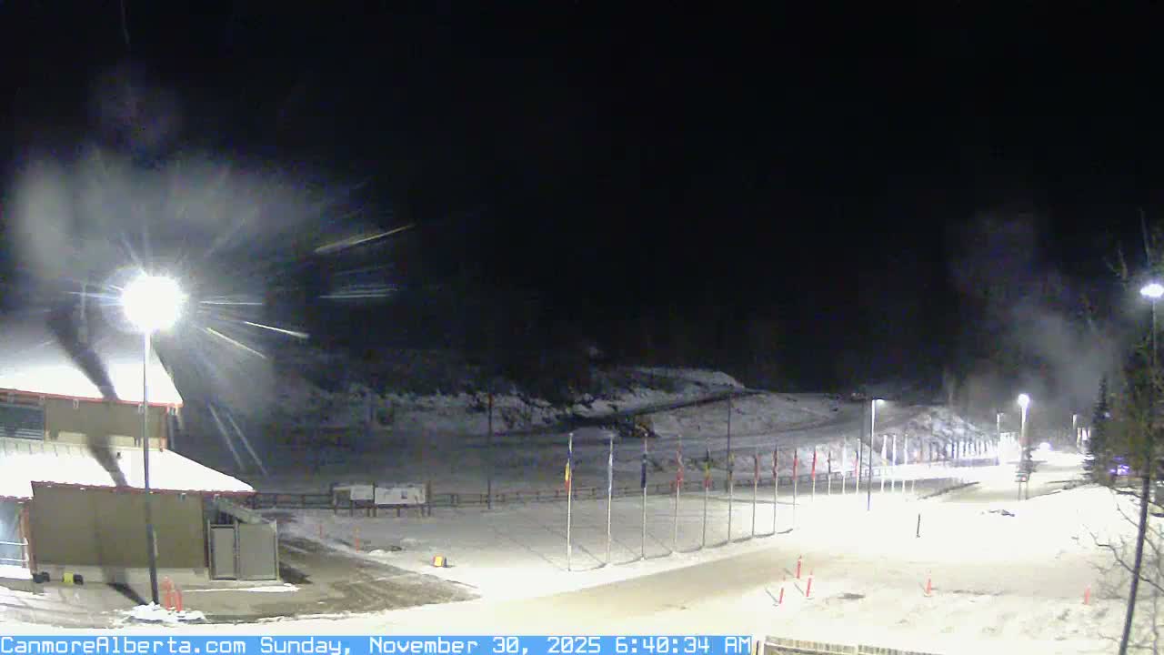 Canmore Nordic Centre Ski Slope & Mt. Rundle View Live Cam - Canmore, Alberta's Rockies, Alberta, Canada