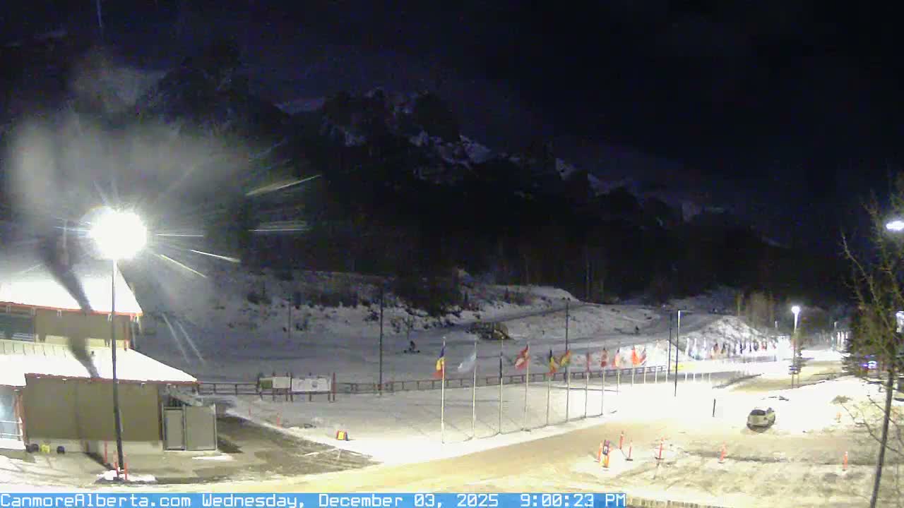 Canmore Nordic Centre Ski Slope & Mt. Rundle View Live Cam - Canmore, Alberta's Rockies, Alberta, Canada