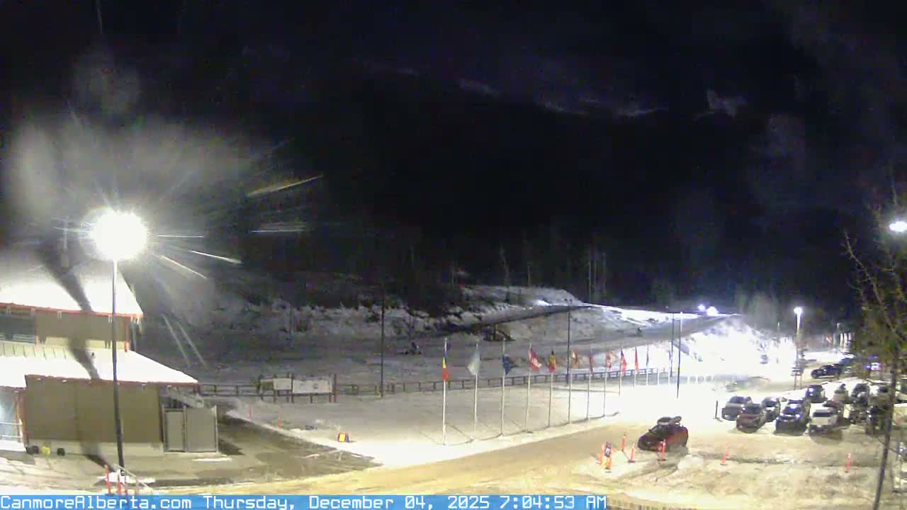Canmore Nordic Centre Ski Slope & Mt. Rundle View Live Cam - Canmore, Alberta's Rockies, Alberta, Canada