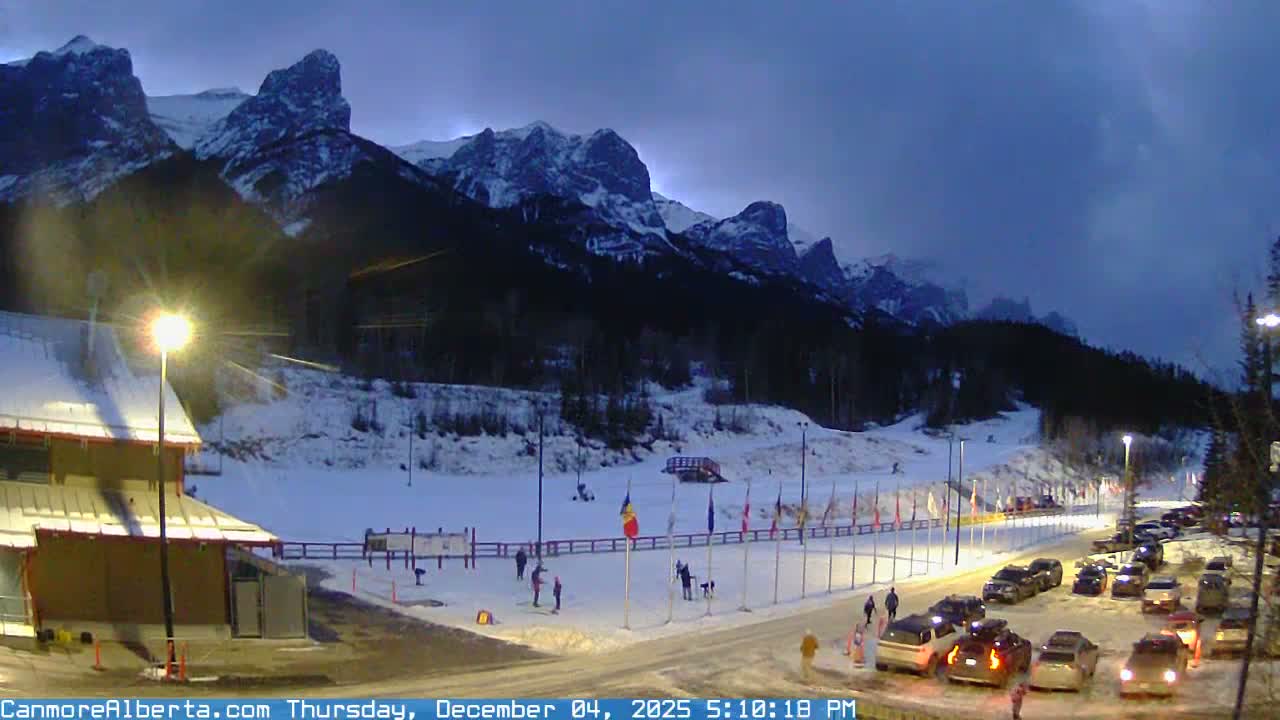 Canmore Nordic Centre Ski Slope & Mt. Rundle View Live Cam - Canmore, Alberta's Rockies, Alberta, Canada