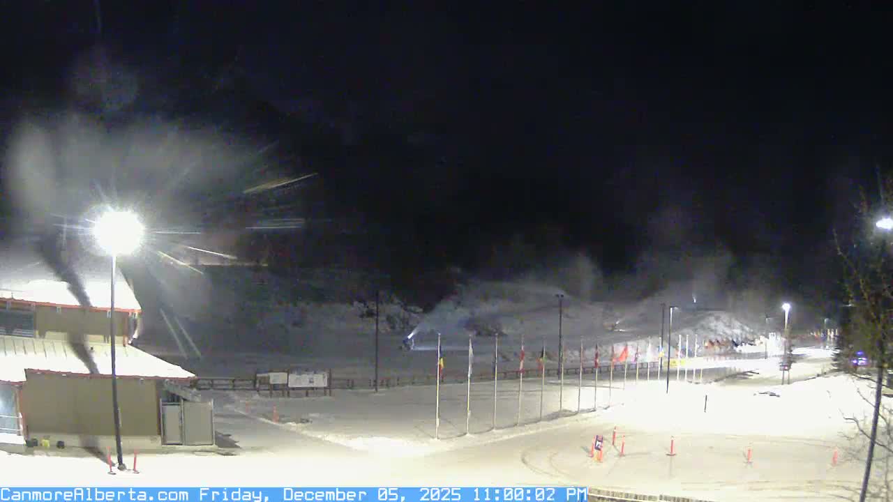 Canmore Nordic Centre Ski Slope & Mt. Rundle View Live Cam - Canmore, Alberta's Rockies, Alberta, Canada