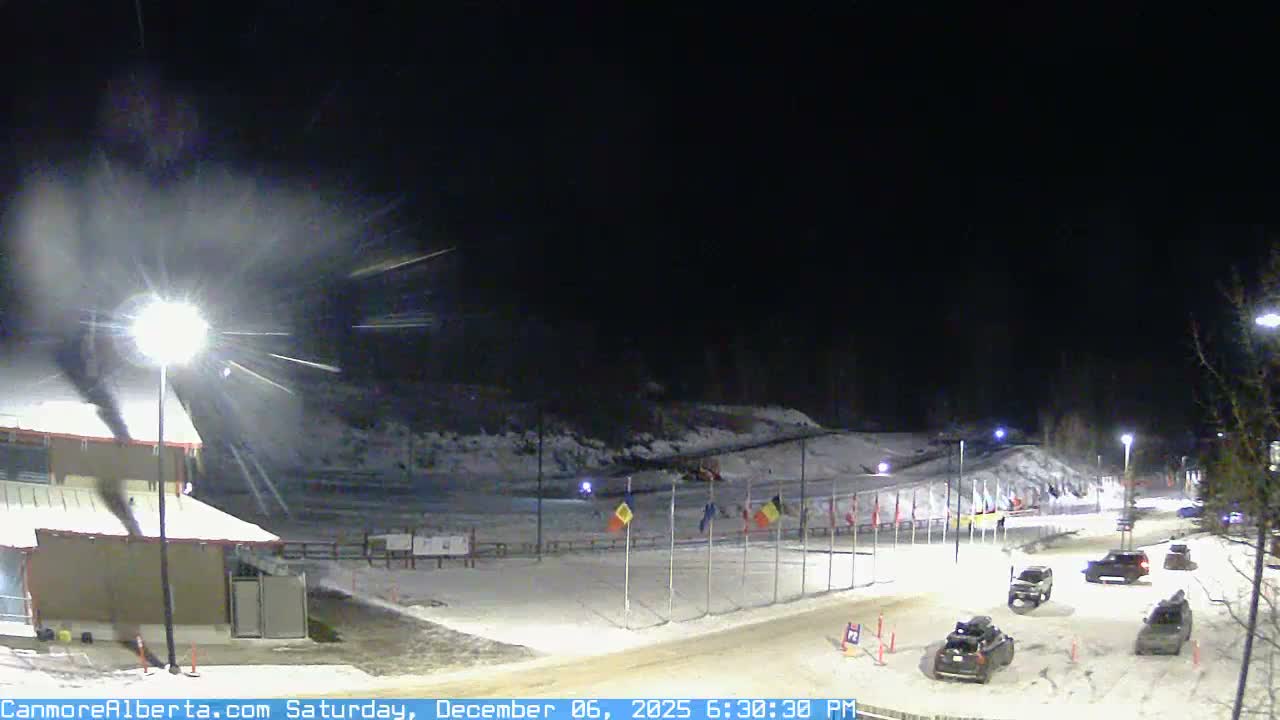 Canmore Nordic Centre Ski Slope & Mt. Rundle View Live Cam - Canmore, Alberta's Rockies, Alberta, Canada