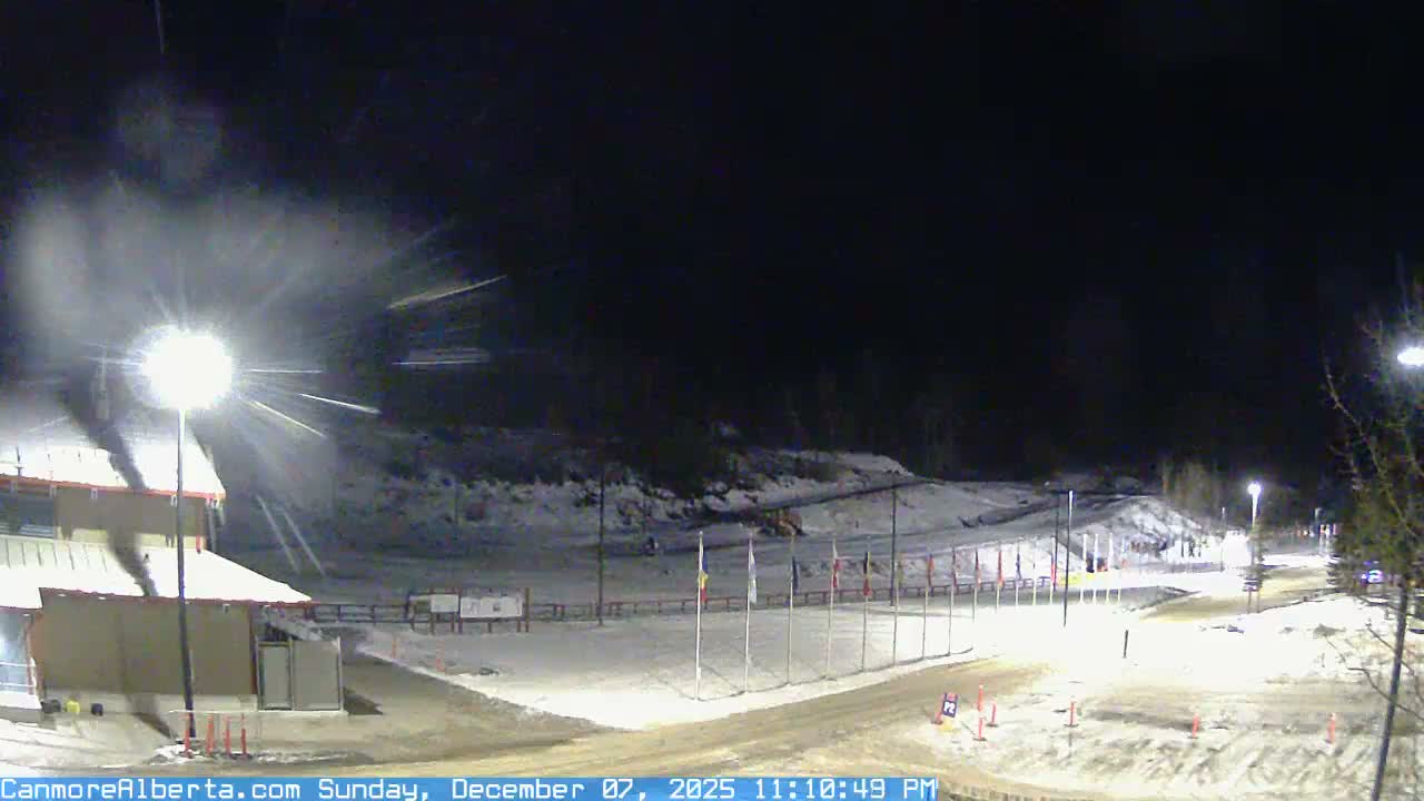 Canmore Nordic Centre Ski Slope & Mt. Rundle View Live Cam - Canmore, Alberta's Rockies, Alberta, Canada