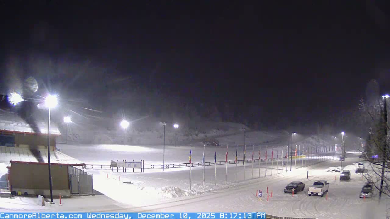 Canmore Nordic Centre Ski Slope & Mt. Rundle View Live Cam - Canmore, Alberta's Rockies, Alberta, Canada