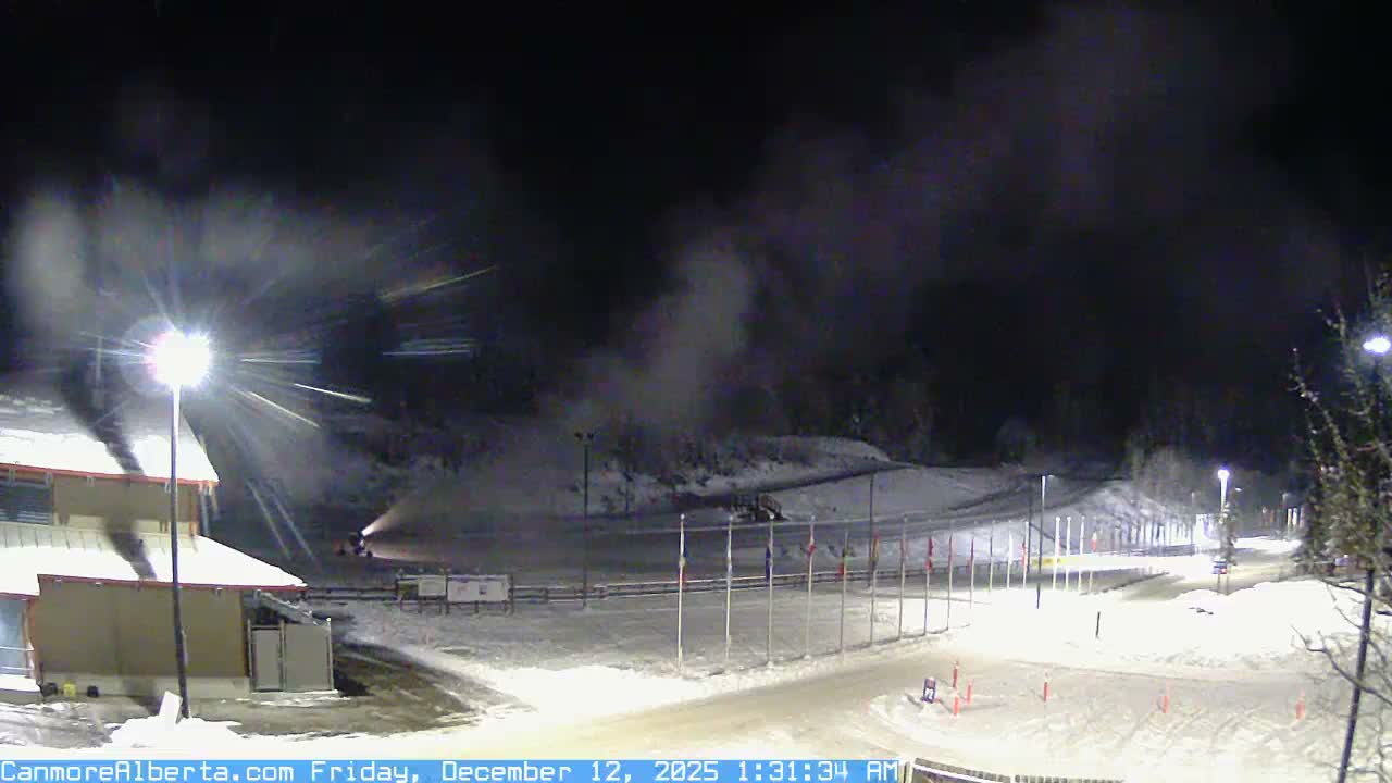Canmore Nordic Centre Ski Slope & Mt. Rundle View Live Cam - Canmore, Alberta's Rockies, Alberta, Canada