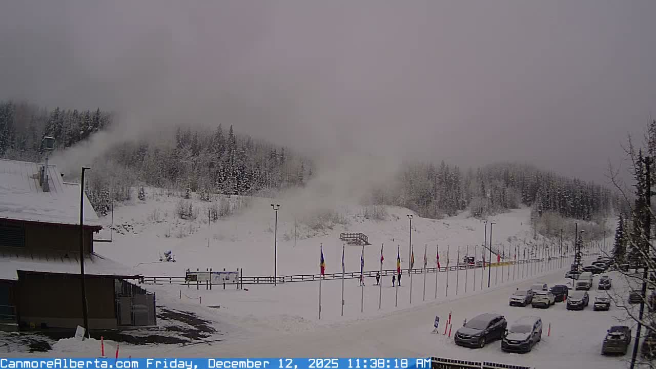 Canmore Nordic Centre Ski Slope & Mt. Rundle View Live Cam - Canmore, Alberta's Rockies, Alberta, Canada