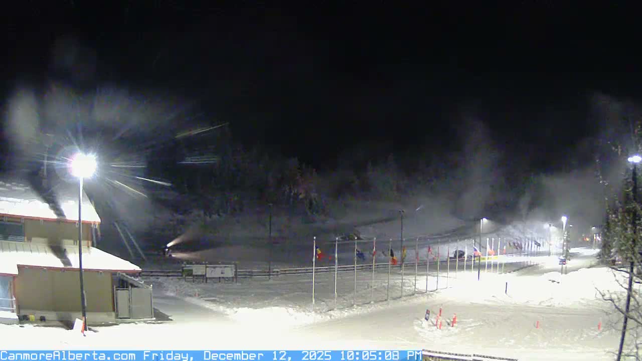 Canmore Nordic Centre Ski Slope & Mt. Rundle View Live Cam - Canmore, Alberta's Rockies, Alberta, Canada
