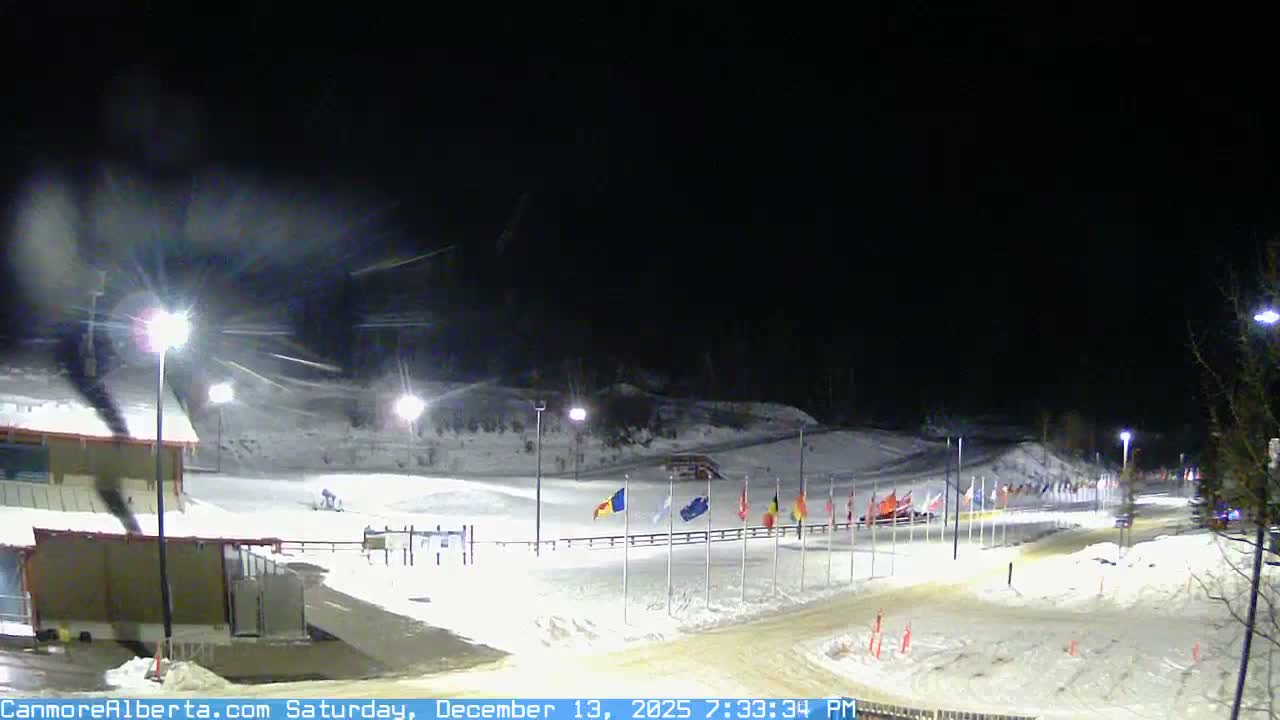 Canmore Nordic Centre Ski Slope & Mt. Rundle View Live Cam - Canmore, Alberta's Rockies, Alberta, Canada