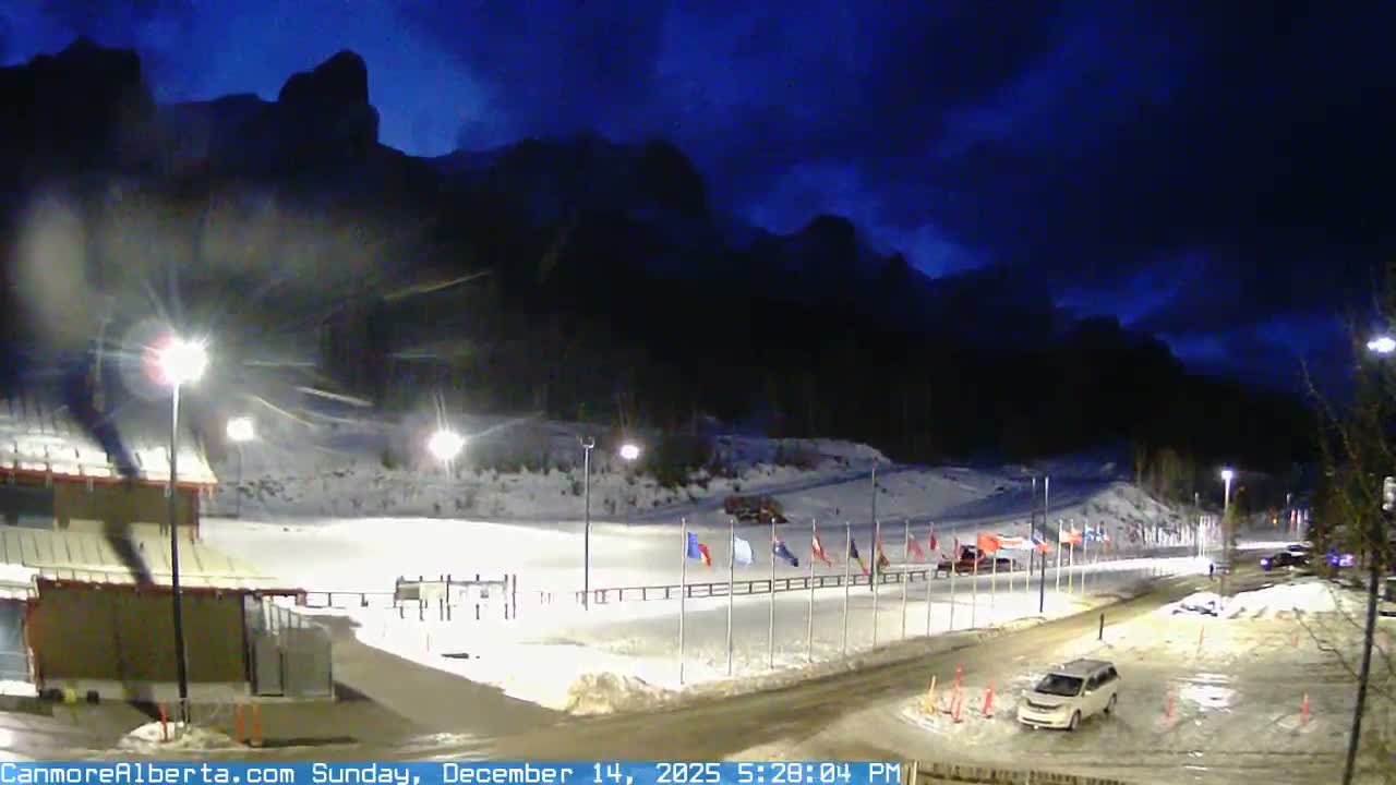 Canmore Nordic Centre Ski Slope & Mt. Rundle View Live Cam - Canmore, Alberta's Rockies, Alberta, Canada
